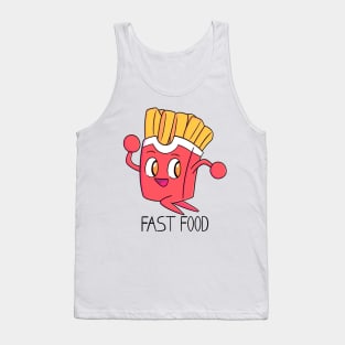 French fries running, funny design with phrase "Fast food" Tank Top